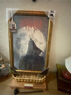 Marmont Hill Dracula Framed Art Print in Gold Frame - Black, Gray, Red